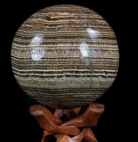 Polished, Banded Aragonite Sphere - Morocco #56985